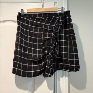 Madewell Black Windowpane Ruffle-front Mini Skirt
